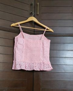 Fyre Rose Strappy Square-Neck Schiffli Top