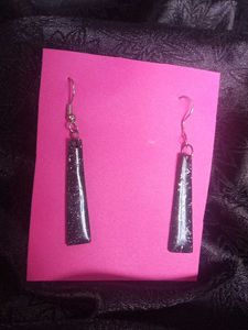 Black Marble Drop Earrings
