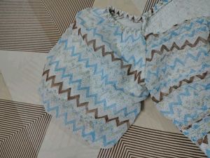 Blue Zig-Zag Crop Top