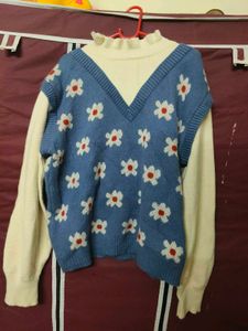Floral Knit Sweater Vest