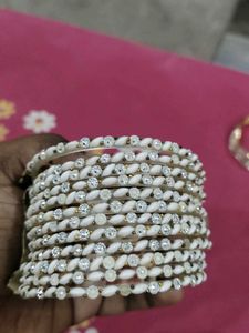 White &amp; Crystal Bangle Set