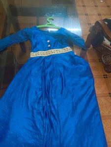 Arabic Gown Elegant Blue Ethnic Dress