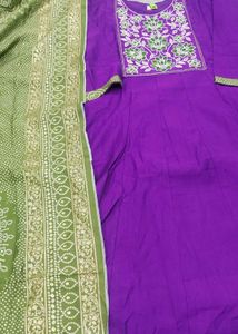 Purple Embroidered Kurta Set