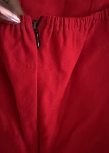 Chic Red Bodice ruffle detail Dress
