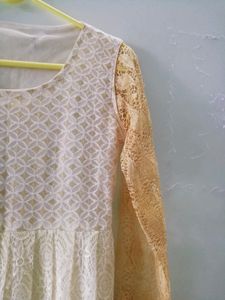 Cream Long Kurti For Women