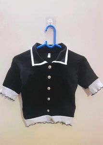 Black & White Collared Top