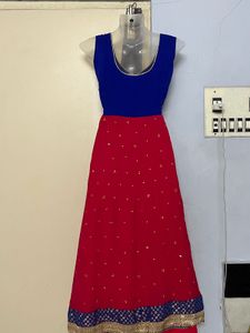 Pintrest Red &amp; Blue Embroidered Dress