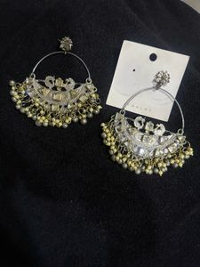 Gold Silver Oxidised Earrings