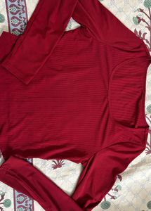 Savana Red Ribbed Top - Size L