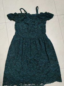Green Lace Off-Shoulder Dress
