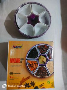 Purple &amp; White Condiment Serving Dish