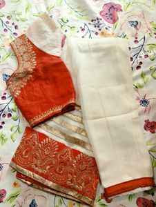 Lehnga Choli White and Red