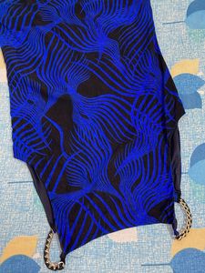 Blue Patterned Sleeveless Top