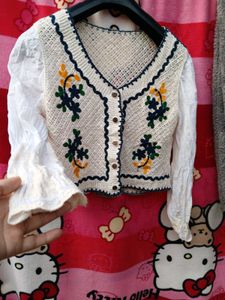 Crochet Knit 🎀 Top with Sleeves