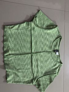 Divided Green Crop Top