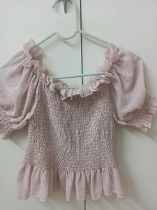 Pink Bardot With Ruffle