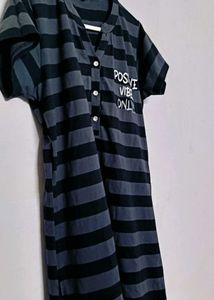 Striped &#34;Positive Vibes&#34; Tunic