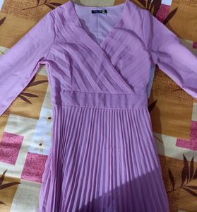 Women Pink Wrap Midi Dresses