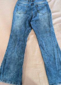 faded blue Flared Denim Jeans