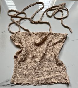 Crinkled Tie Crop Top