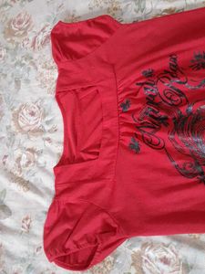 Red Printed Top