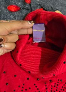 Red Turtleneck Top