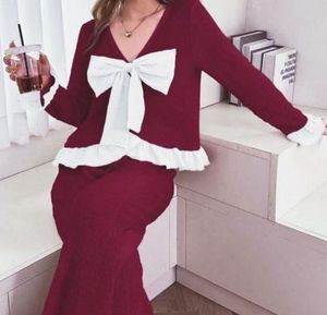 Burgundy Bow Lounge Set