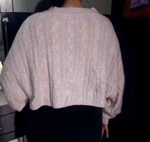 Cute Pink Knit Cropped Sweater🌸