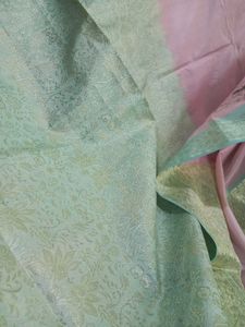 PINK Saree With sea Green Border