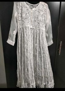 White Anarkali Kurt