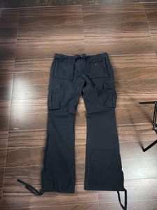 Black Cargo Pants with Zipper Detail