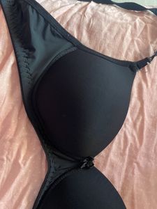 Black Cotten Blend Silk Bra