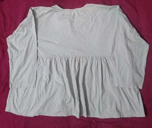 Light Grey Button-Down Babydoll Top