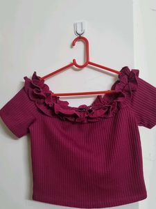 Ruffled Burgundy Crop Top