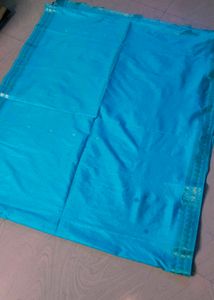 Cyan Colour Banarasi Silk Saree