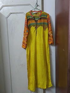 🌼 Biba Yellow Shine Kurta – Festive Chic 🌼
