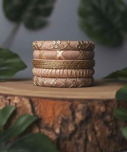 Boho Chic Embroidered Bangle Set