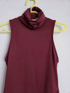 Burgundy Turtleneck Bodysuit Zara S STRETCHABL
