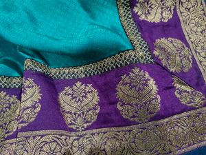 Elegant Teal & Purple Saree