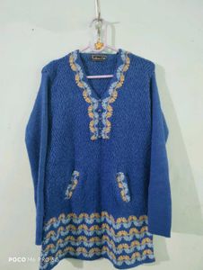 Blue Embroidered Tunic Top