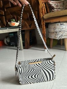 Stylish White And Black Stripe Bag