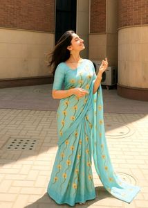🩵✨Sky Blue Floral Saree