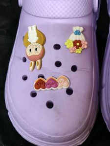 Women Purple Rubber Crocs with Charms
