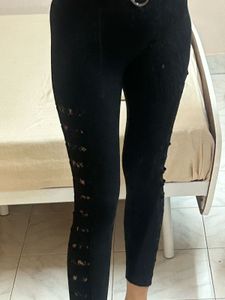 Black Lace Detail Leggings