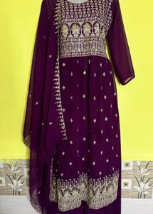 Elegant Purple Embroidered Suit