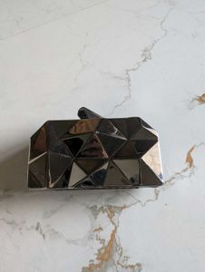 Silver Metallic Clutch