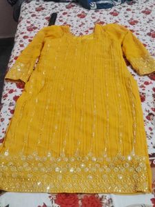 Yellow haldi suit plazo trouser sui
