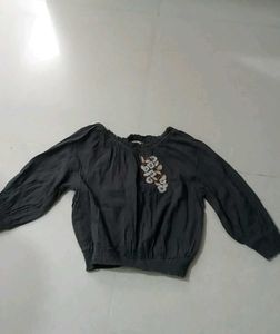 Embroidered Gray Top