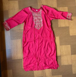 Pink Embroidered Kurta
