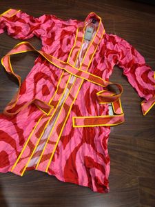 Studio Rigu Pink &amp; Red Patterned Kimono Dress